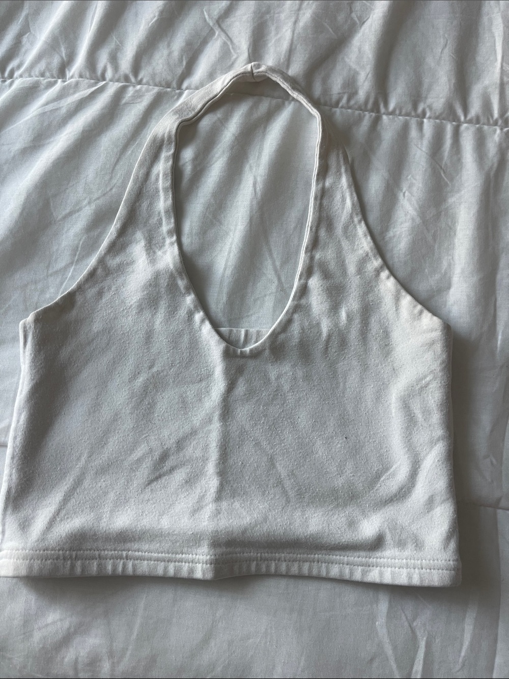 White Halter Crop Tank Top - Brandy Melville